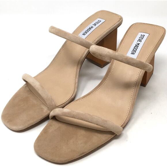 Steve Madden Honey Women's Size 9.5 Taupe High Heeled Slip-On Sandal Shoes - Picture 3 of 7